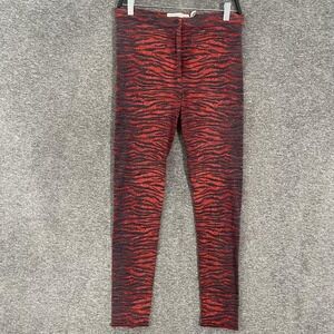 Kenzo X H&M Leggings Womens 8 Red Tiger Animal Print Wool Knit Ankle Stretch